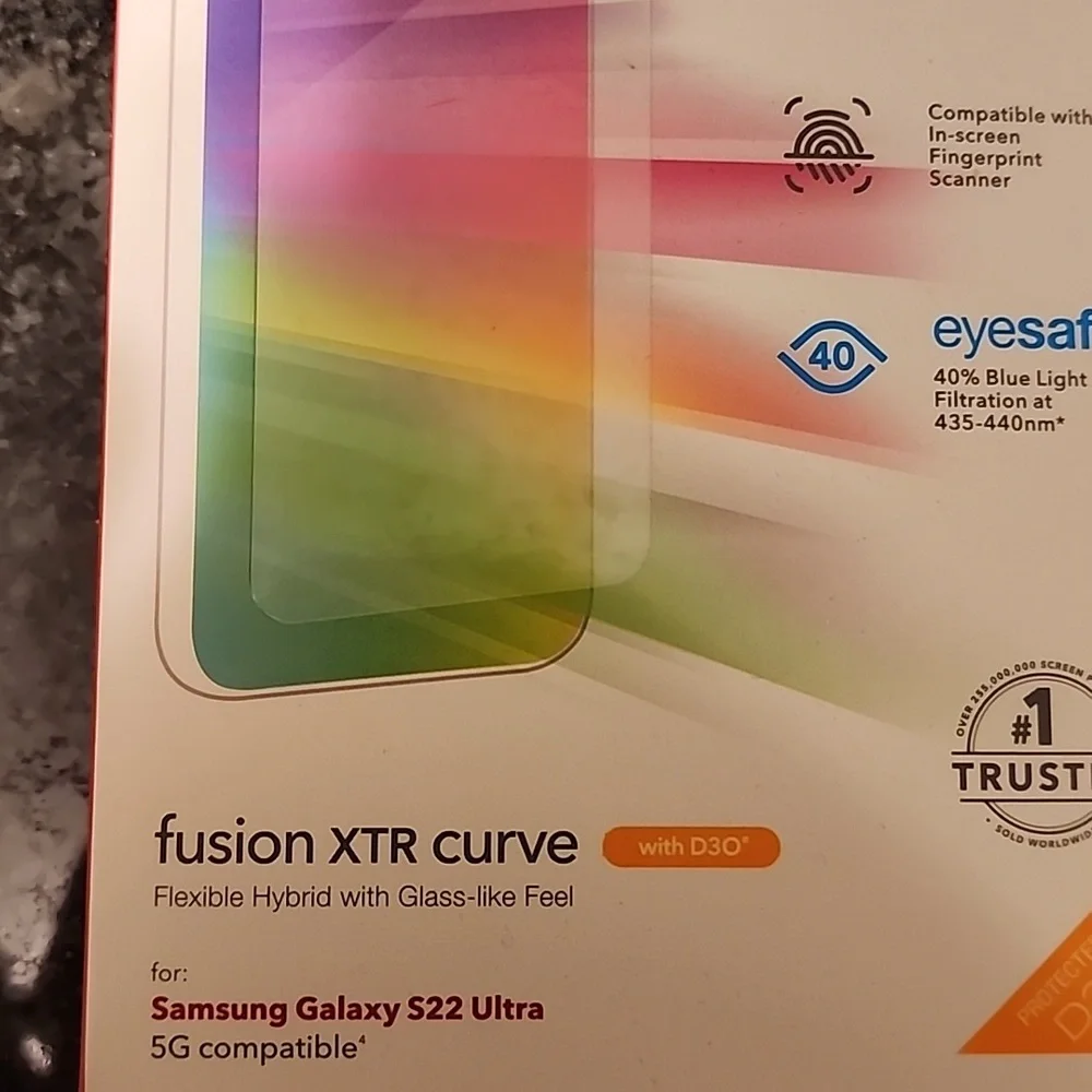 Fusion XTR Curve Screen Protector for Samsung Galaxy S22 Ultra - Multicolor